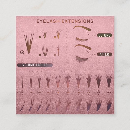 Eyelash Extension Studio Shop Roos Beauty Vierkante Visitekaartje (Voorkant)