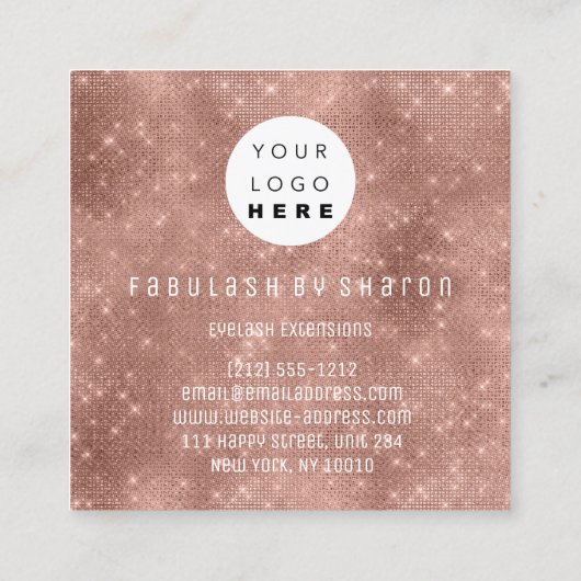 Eyelash Extension Studio Shop Roos Gold Vierkante Visitekaartje (Achterkant)