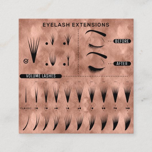 Eyelash Extension Studio Shop Roos Modern Vierkante Visitekaartje (Voorkant)