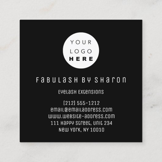 Eyelash Extension Studio Shop Roos Modern Vierkante Visitekaartje (Achterkant)