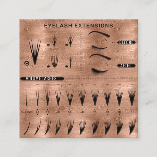 Eyelash Extension Studio Shop Roos Skinny Vierkante Visitekaartje (Voorkant)