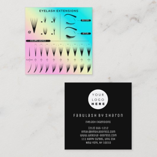 Eyelash Extension Studio Winkelroze catalogus Vierkante Visitekaartje (Voorkant / Achterkant)