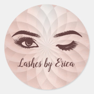 Eyelash Extensions Abstract Roos Gold Lotus Floral Ronde Sticker