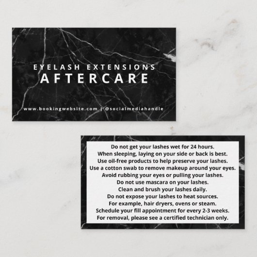 Eyelash Extensions Aftercare Visitekaartje (Voorkant / Achterkant)