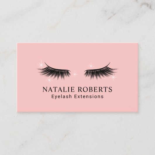 Eyelash Extensions Beauty Salon Elegant Blush Roze Visitekaartje (Voorkant)