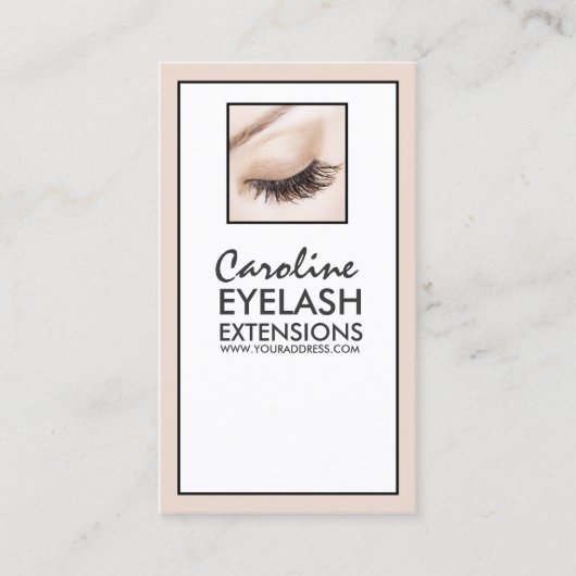 Eyelash Extensions Black Border Box Trendy Card Visitekaartje (Voorkant)