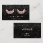 Eyelash Extensions Black Glitter Marble Salon Visitekaartje (Voorkant / Achterkant)