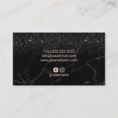 Eyelash Extensions Black Glitter Marble Salon Visitekaartje (Achterkant)