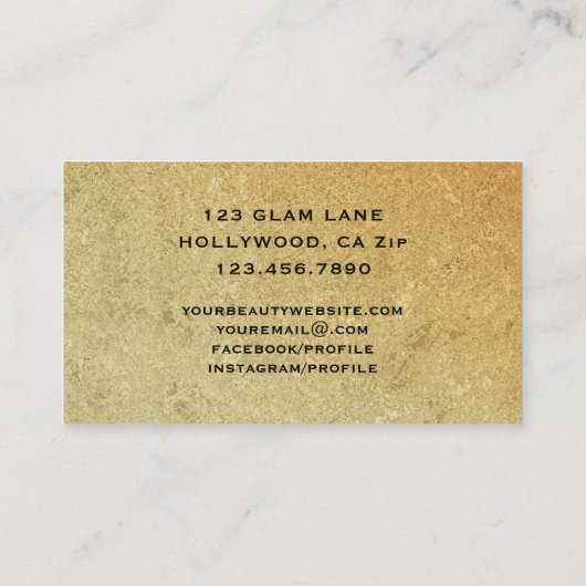 Eyelash Extensions Black Gold Glam Makeup Visitekaartje (Achterkant)