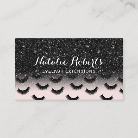 Eyelash Extensions Blush & Black Lashes Salon Visitekaartje (Voorkant)