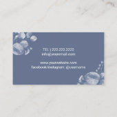 Eyelash Extensions Elegant Blue Botanical Salon Visitekaartje (Achterkant)
