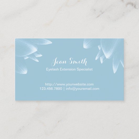 Eyelash Extensions Elegant Floral Light Blue Visitekaartje (Achterkant)