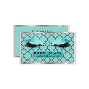 Eyelash Extensions Glitter Makeup Blauwgroen Silve Visitekaartje