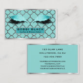 Eyelash Extensions Glitter Makeup Blauwgroen Silve Visitekaartje (Voorkant / Achterkant)