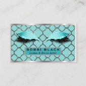 Eyelash Extensions Glitter Makeup Blauwgroen Silve Visitekaartje (Voorkant)