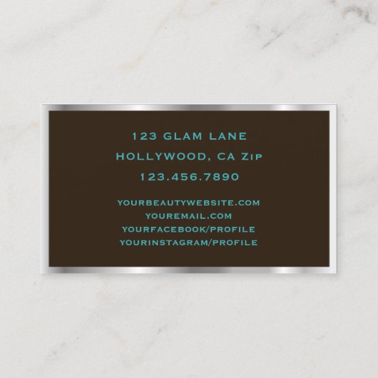 Eyelash Extensions Glitter Makeup Bright Zebra Visitekaartje (Achterkant)