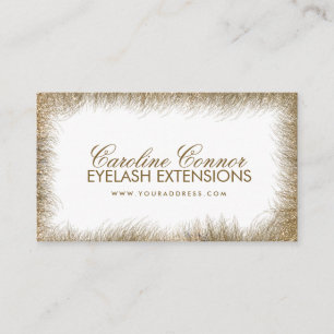 Eyelash Extensions Golden Lashes Border White Card Visitekaartje