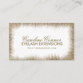 Eyelash Extensions Golden Lashes Border White Card Visitekaartje (Voorkant)