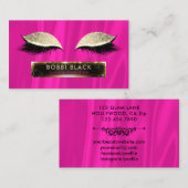 Eyelash Extensions Hot Pink en Gold Glam Makeup Visitekaartje (Voorkant / Achterkant)