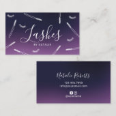 Eyelash Extensions Lash Bar Elegant Deep Paars Visitekaartje (Voorkant / Achterkant)