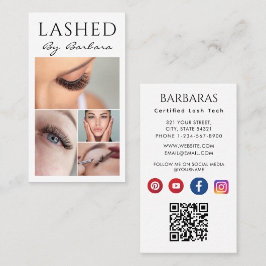 Eyelash Extensions Lash Bar Minimale Makeup Artist Visitekaartje (Voorkant / Achterkant)