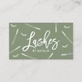 Eyelash Extensions Lash Bar Sage Green Salon Visitekaartje (Voorkant)