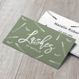 Eyelash Extensions Lash Bar Sage Green Salon Visitekaartje