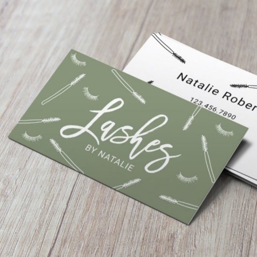 Eyelash Extensions Lash Bar Sage Green Salon Visitekaartje