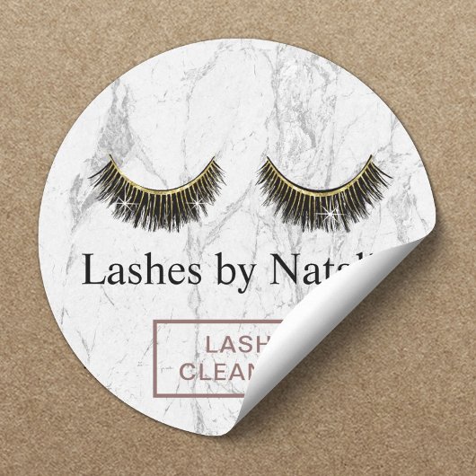 Eyelash Extensions Lash Cleaner Modern Marble Ronde Sticker