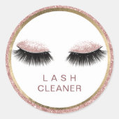 Eyelash Extensions Lash Cleaner Roos Gold Glitter Ronde Sticker (Voorkant)
