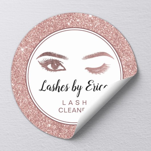 Eyelash Extensions Lash Cleaner Roos Gold Glitter Ronde Sticker