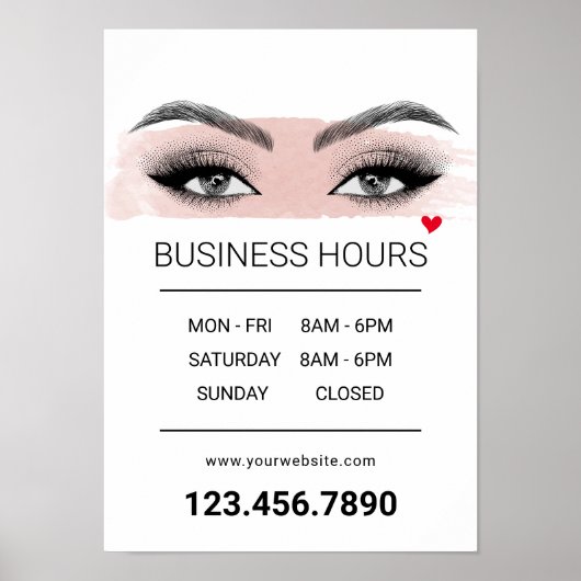 Eyelash Extensions Lash Salon Opening Uren Poster (Voorkant)