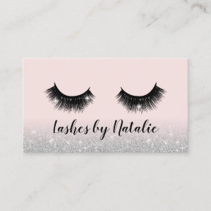 Eyelash Extensions Lash Salon Pink & Silver Ombre Visitekaartje