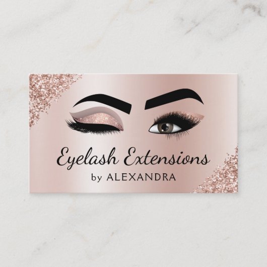 Eyelash Extensions Lashes Glitter Roos Gold Pink Visitekaartje (Voorkant)