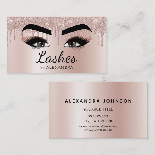 Eyelash Extensions Lashes Glitter Roos Gold Pink Visitekaartje (Voorkant / Achterkant)