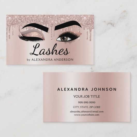 Eyelash Extensions Lashes Glitter Roos Gold Pink Visitekaartje (Voorkant / Achterkant)
