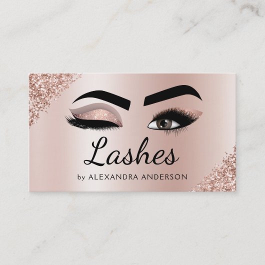 Eyelash Extensions Lashes Glitter Roos Gold Pink Visitekaartje (Voorkant)
