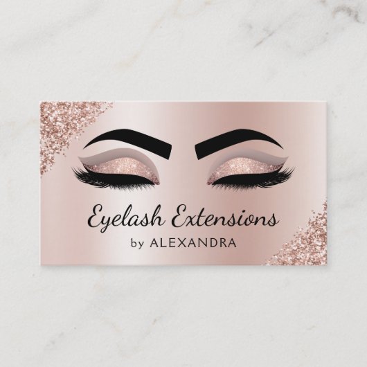 Eyelash Extensions Lashes Glitter Roos Gold Salon Visitekaartje (Voorkant)