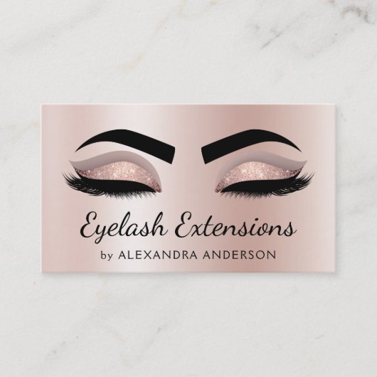 Eyelash Extensions Lashes Glitter Roos Gold Salon Visitekaartje (Voorkant)