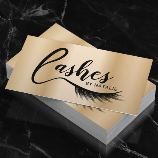 Eyelash Extensions Lashes Typografie Gold Salon Visitekaartje