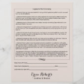 Eyelash Extensions Liability Waiver Beige Salon Flyer (Achterkant)