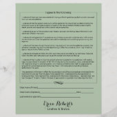 Eyelash Extensions Liability Waiver Green Salon Flyer (Achterkant)