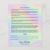 Eyelash Extensions Liability Waiver Holographic Flyer (Achterkant)