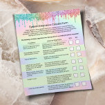 Eyelash Extensions Liability Waiver Holographic Flyer<br><div class="desc">Eyelash Extension Liability Waiver & Release Form Holographic Unicorn Drips Flyers.</div>