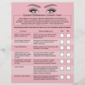 Eyelash Extensions Liability Waiver Pink Salon Flyer (Voorkant)