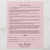 Eyelash Extensions Liability Waiver Pink Salon Flyer (Achterkant)