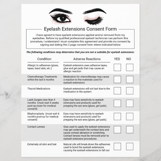 Eyelash Extensions Liability Waiver Release Form 2 Flyer (Voorkant)
