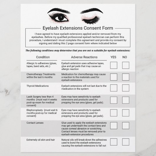 Eyelash Extensions Liability Waiver Release Form 2 Flyer (Voorkant)