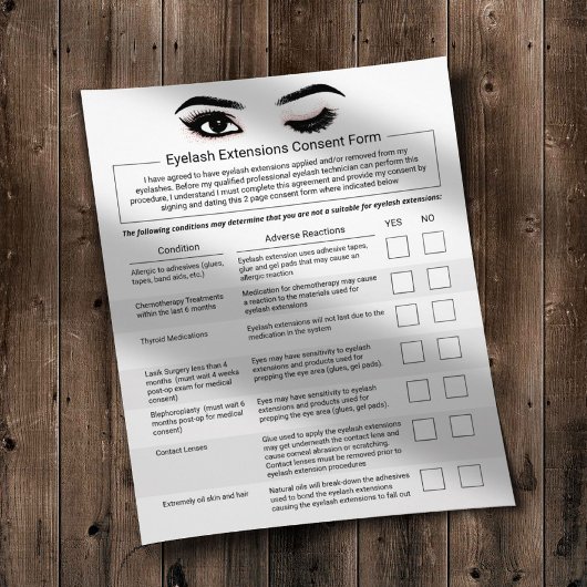 Eyelash Extensions Liability Waiver Release Form 2 Flyer