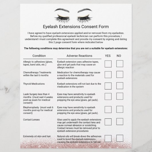 Eyelash Extensions Liability Waiver Release Form Flyer (Voorkant)